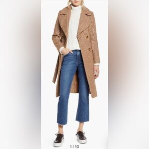 Halogen x Atlantic-Pacific Belted Herringbone Coat. Nordstrom exclusive. Size 10